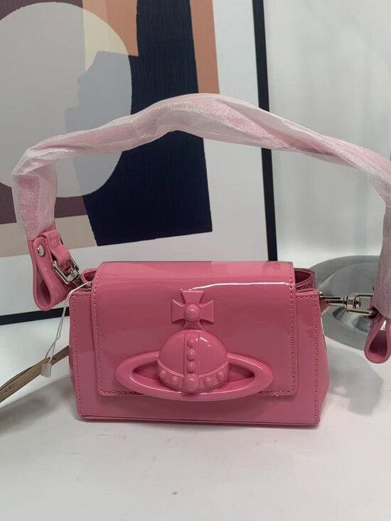 Vivienne Westwood Handbags - Vivienne Westwood 3D Orb Patent Leather Shoulder Bag in Pink